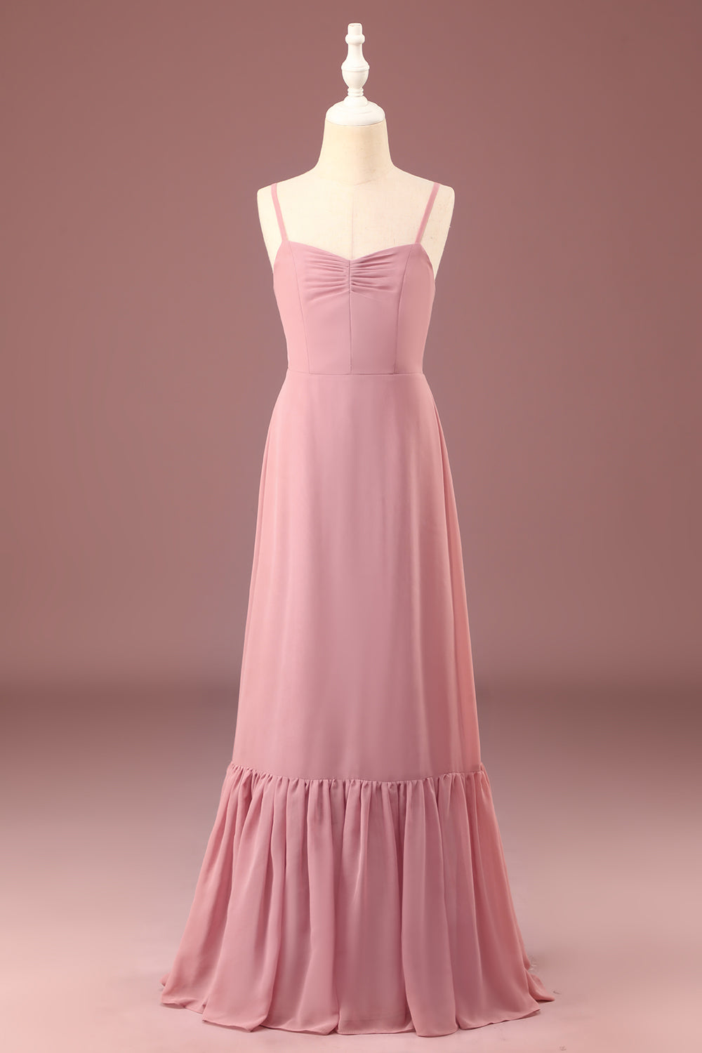 Wedtrend Dusty Rose Junior Bridesmaid Dress A-line Spaghetti Straps Chiffon Long Wedding Party Dress WEDTREND Wedtrend Dusty Rose Junior Bridesmaid Dress A-line Spaghetti Straps Chiffon Long Wedding Party Dress WEDTREND