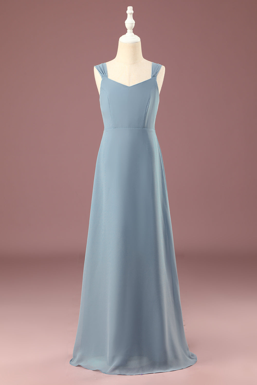 Wedtrend Dusty Blue Junior Bridesmaid Dress A Line V Neck Chiffon Wedding Party Dress Chiffon Color J12