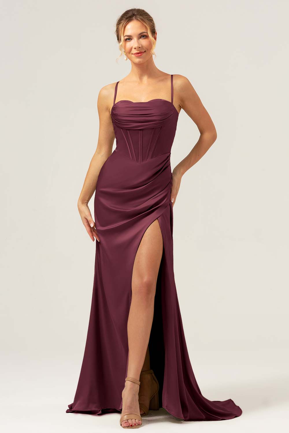 satin cabernet dress Retrofete Keaton Silk Gown - Cabernet