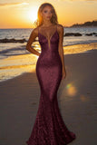 Sparkly Gold Mermaid Backless Long Formal Dress