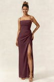 Green Flower Mermaid Corset Chiffon Long Bridesmaid Dress with Slit