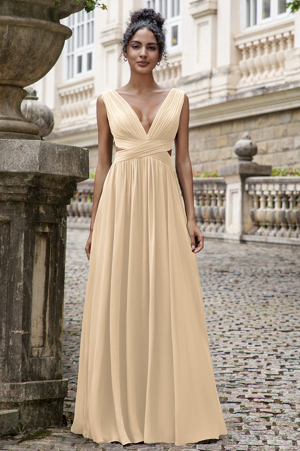 Wedtrend Women Ink Blue Wedding Party Guest Dress A Line V Neck Pleated Backless Chiffon Maxi Dress with Lace Up Back WEDTREND Wedtrend Women Ink Blue Wedding Party Guest Dress A Line V Neck Pleated Backless Chiffon Maxi Dress with Lace Up Back WEDTREND