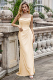 Matcha Sheath Spaghetti Straps Chiffon Floor Length Bridesmaid Dress
