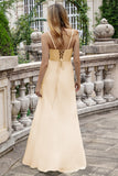 Matcha Sheath Spaghetti Straps Chiffon Floor Length Bridesmaid Dress