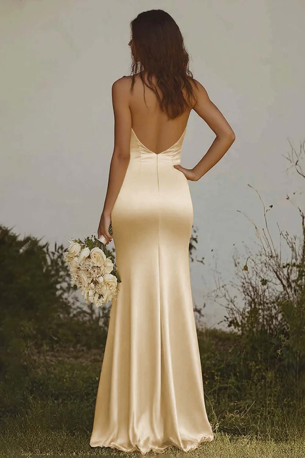 WEDTREND Women Dusty Sage Bridesmaid Dress Mermaid Halter Satin Long Wedding Guest Dress WEDTREND Women Dusty Sage Bridesmaid Dress Mermaid Halter Satin Long Wedding Guest Dress