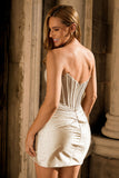 Strapless Bodycon Corset Beaded Homecoming Dress