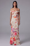 Black Floral Off the Shoulder Cut Out Mermaid Formal Dress
