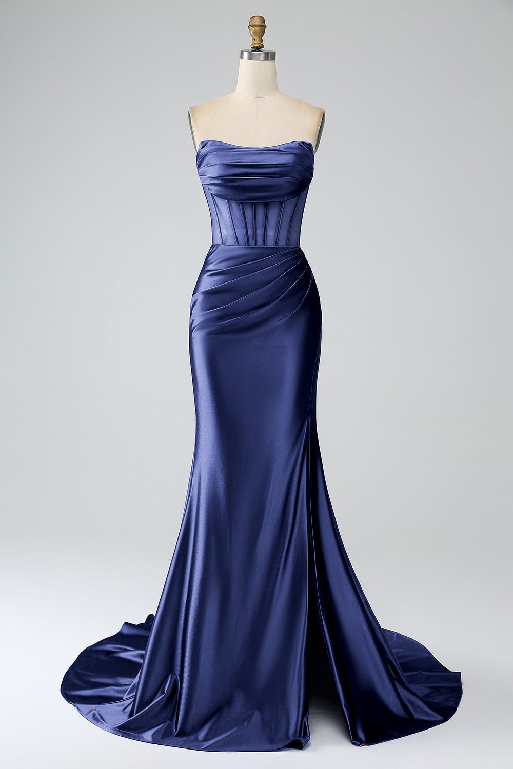 Wedtrend Women Sparkly Royal Blue Prom Dress Mermaid Strapless Pleated Corset Long Party Dress with Slit WEDTREND Wedtrend Women Sparkly Royal Blue Prom Dress Mermaid Strapless Pleated Corset Long Party Dress with Slit WEDTREND