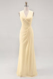 White A Line V-Neck Ruched Engagement Dress