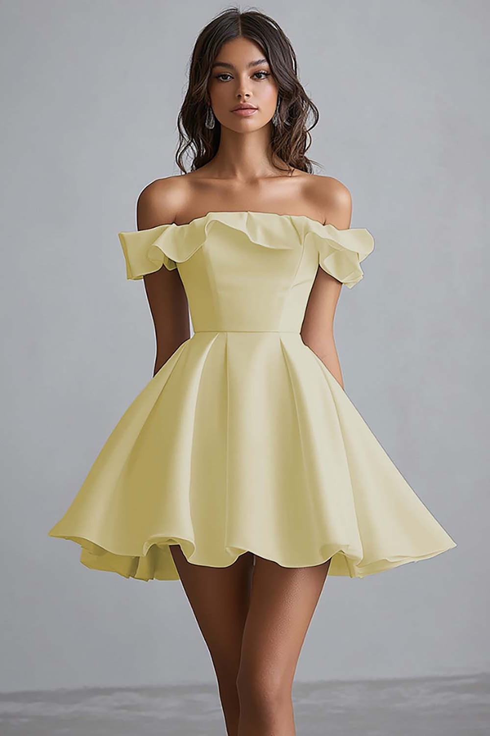 WEDTREND Women White Graduation Dress Off The Shoulder A Line Satin Ruffled Grad Ceremony Dress WEDTREND Women White Graduation Dress Off The Shoulder A Line Satin Ruffled Grad Ceremony Dress