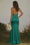 Dusty Sage Mermaid Halter Satin Backless Maxi Dress
