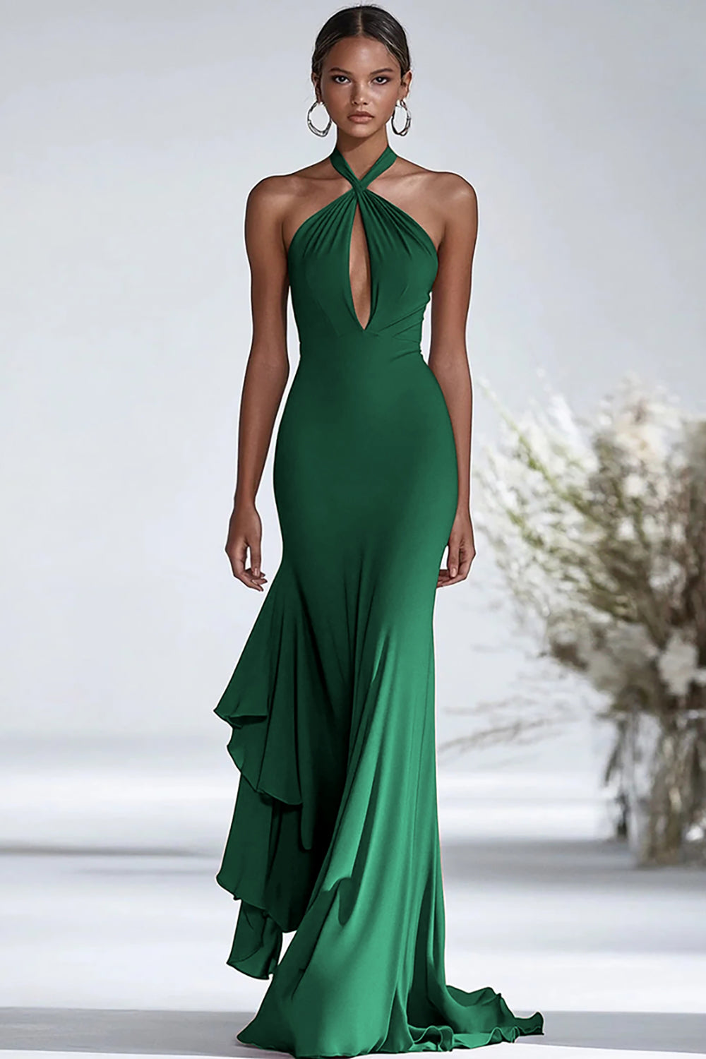 Wedtrend Women Halter Terracotta Gala Dress Terracotta Sleeveless Chiffon Ruffled Sheath Military Ball Dress, Dark Green / US8 Wedtrend Women Halter Terracotta Gala Dress Terracotta Sleeveless Chiffon Ruffled Sheath Military Ball Dress, Dark Green / US8
