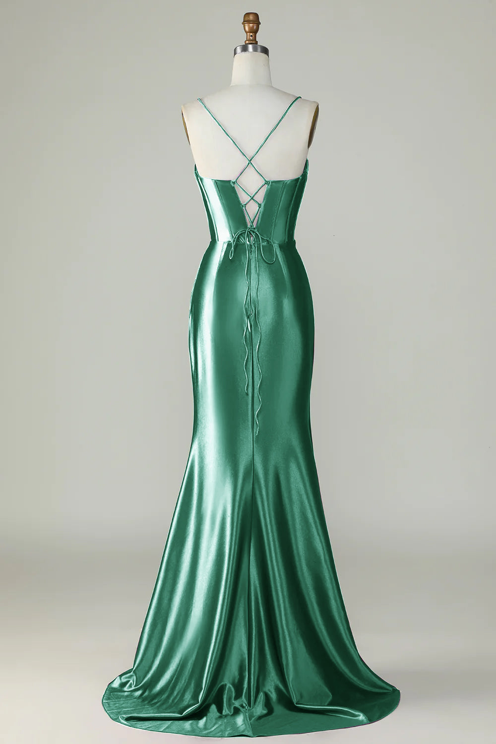 Wedtrend Women Dark Green Prom Dress Mermaid Spaghetti Straps Long Formal Dress with Slit, Dark Green / US12 Wedtrend Women Dark Green Prom Dress Mermaid Spaghetti Straps Long Formal Dress with Slit, Dark Green / US12