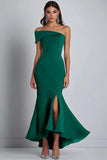 One Shoulder Black Mermaid Formal Dress With Slit