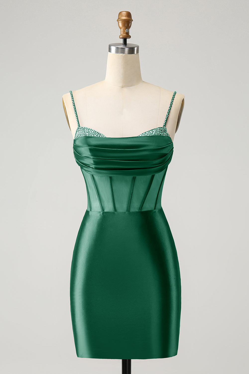 Wedtrend Women Chic Dark Green Short Homecoming Dress with Beading Bodycon Pleated Corset Cocktail Party Dress WEDTREND Wedtrend Women Chic Dark Green Short Homecoming Dress with Beading Bodycon Pleated Corset Cocktail Party Dress WEDTREND