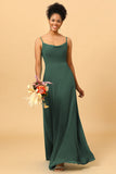 A Line Spaghetti Straps Floor-Length Chiffon Bridesmaid Dress