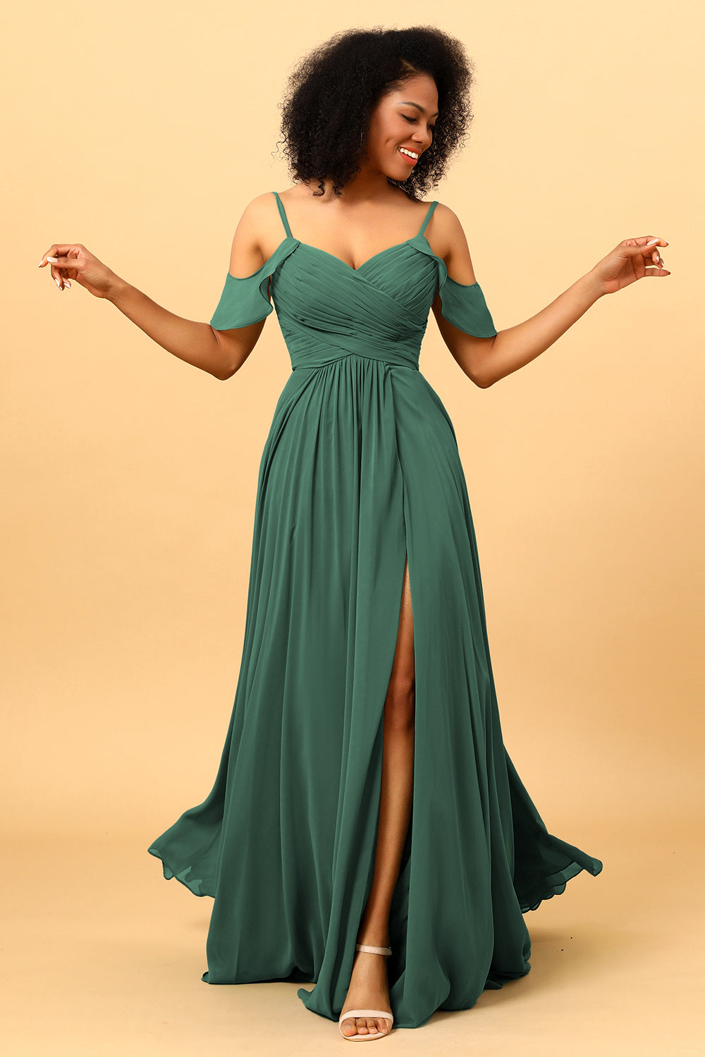 Wedtrend Women A Line Spaghetti Straps Long Chiffon Bridesmaid Dress With Slit WEDTREND Wedtrend Women A Line Spaghetti Straps Long Chiffon Bridesmaid Dress With Slit WEDTREND