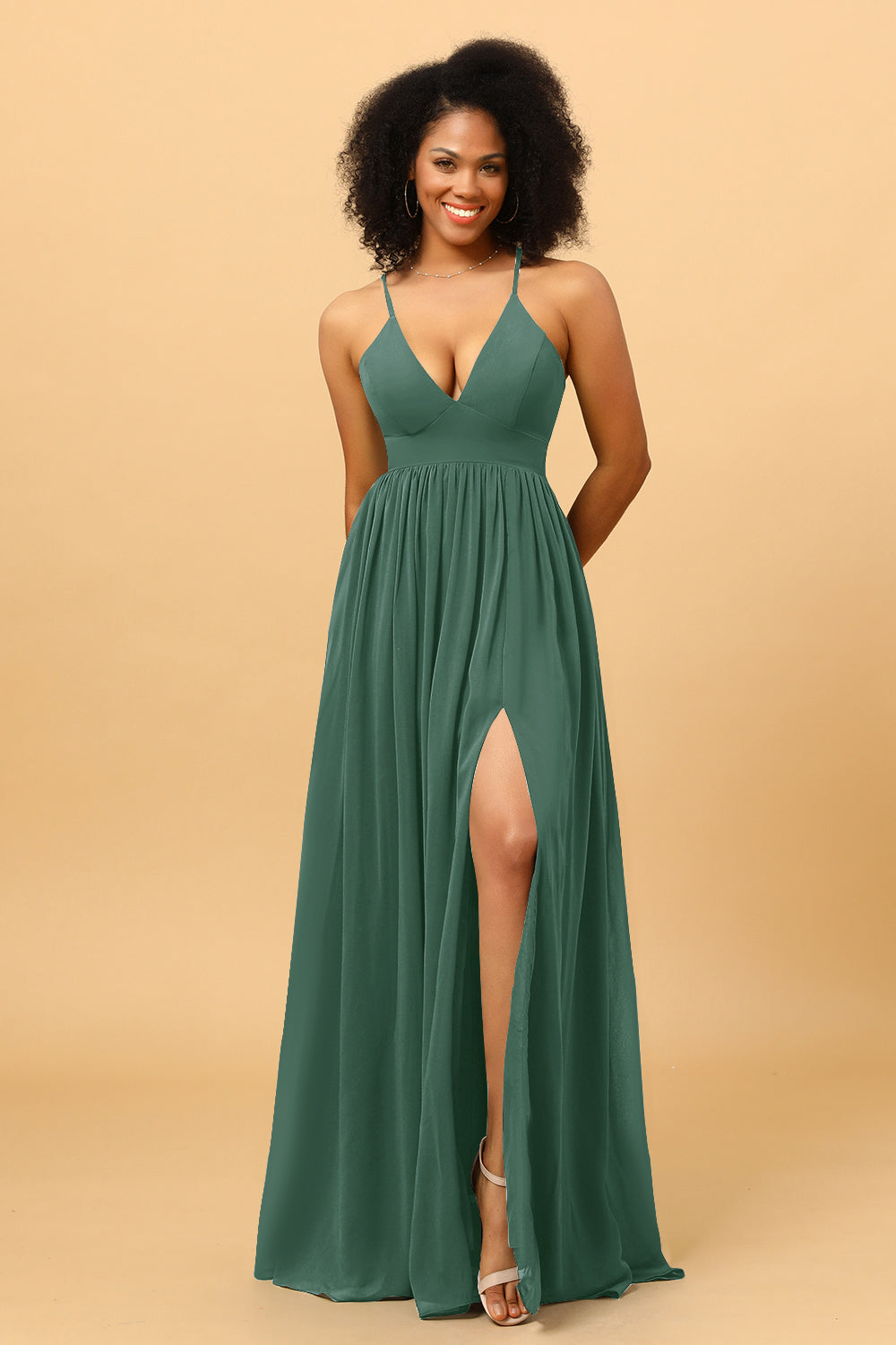 Wedtrend Women Bridemaid Dress A Line Spaghetti Straps Chiffon Long Floor Length Formal Party Dress with Slit WEDTREND Wedtrend Women Bridemaid Dress A Line Spaghetti Straps Chiffon Long Floor Length Formal Party Dress with Slit WEDTREND