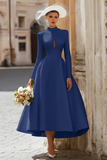 Satin A-Line Ivory Cut Out Midi Courthouse Wedding Dress