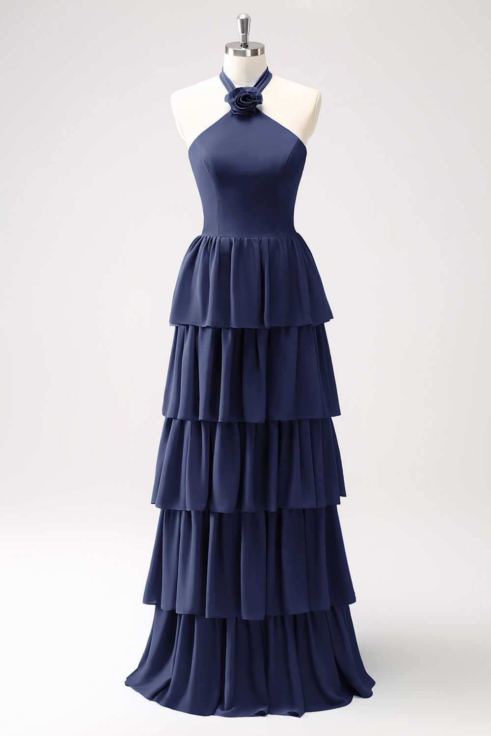 Wedtrend Women Dark Green Bridesmaid Dress with Flower A Line Halter Tiered Chiffon Long Wedding Party Guest Dress WEDTREND Wedtrend Women Dark Green Bridesmaid Dress with Flower A Line Halter Tiered Chiffon Long Wedding Party Guest Dress WEDTREND