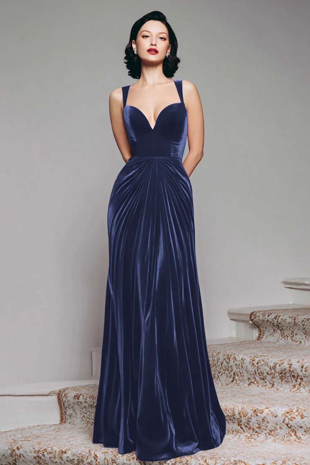 WEDTREND Women Black Velvet Holiday Party Dress A Line Thick Straps Ruched Maxi Formal Dress WEDTREND Women Black Velvet Holiday Party Dress A Line Thick Straps Ruched Maxi Formal Dress