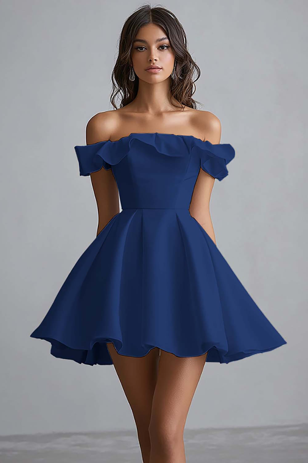 WEDTREND Women White Graduation Dress Off The Shoulder A Line Satin Ruffled Grad Ceremony Dress WEDTREND Women White Graduation Dress Off The Shoulder A Line Satin Ruffled Grad Ceremony Dress