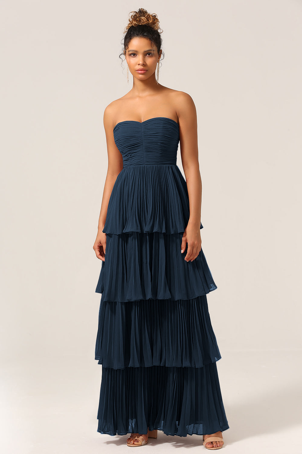 Sweetheart Tiered Chiffon Maxi Dress