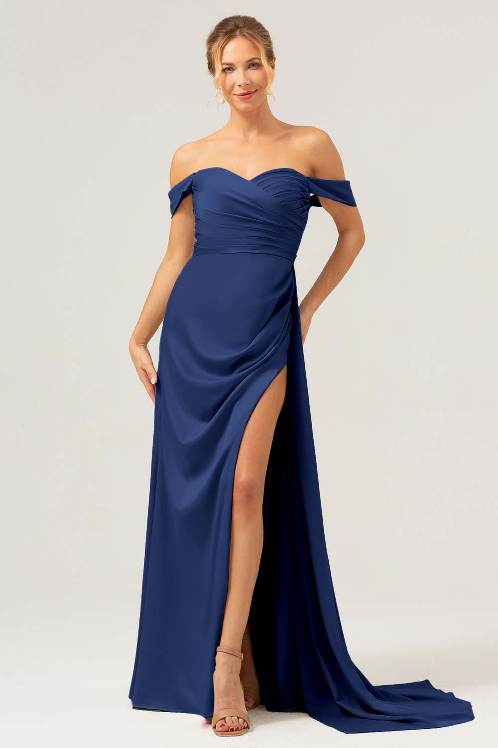 Wedtrend Women Stylish Dark Green Long Bridesmaid Dress with Slit Side Streamer Mermaid Off The Shoulder Pleated Satin Formal Dress WEDTREND Wedtrend Women Stylish Dark Green Long Bridesmaid Dress with Slit Side Streamer Mermaid Off The Shoulder Pleated Satin Formal Dress WEDTREND