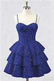 Daffodil A Line Floral Corset Tiered Ruffle Short Homecoming Dress