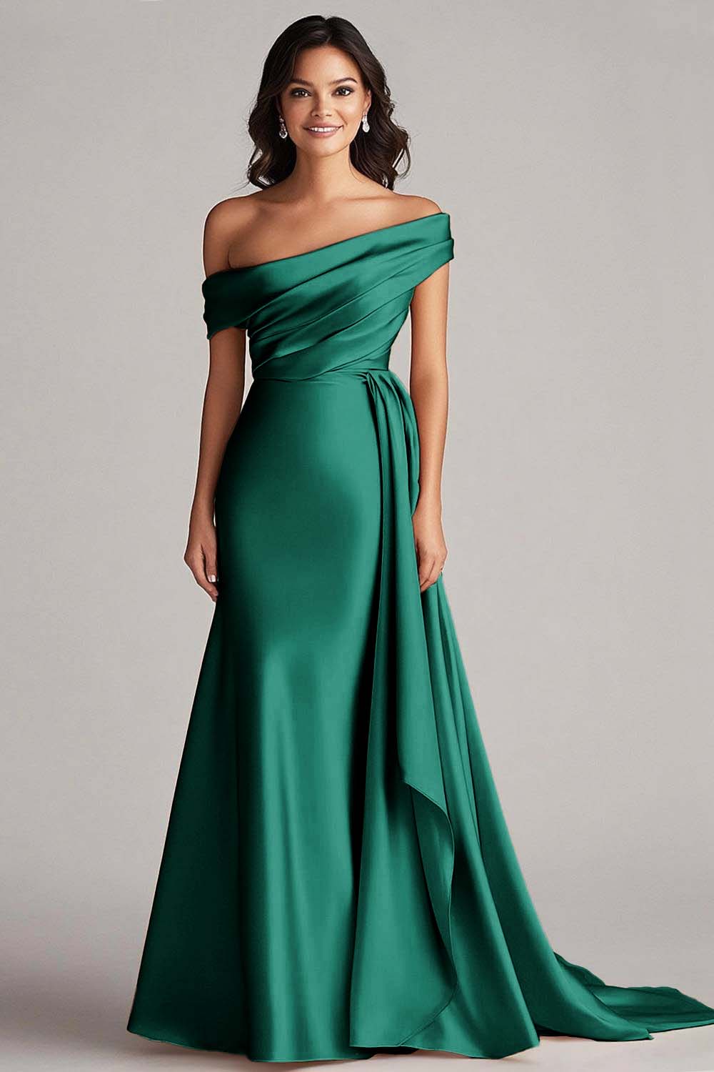 WEDTREND Women One Shoulder Formal Dress Pleated Champagne Sheath Long Red Carpet Dress WEDTREND Women One Shoulder Formal Dress Pleated Champagne Sheath Long Red Carpet Dress