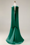 Light Green Strapless Mermaid Corset Ruched Long Prom Dress with Streamer