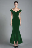 Black Off the Shoulder Mermaid Velvet Long Formal Dress