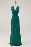White A Line V-Neck Ruched Engagement Dress