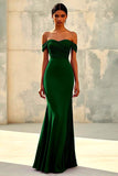 Dusty Sage Mermaid Off Shoulder Chiffon Long Formal Dress