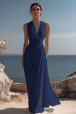 White A Line V-Neck Ruched Engagement Dress