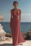White A Line V-Neck Ruched Engagement Dress
