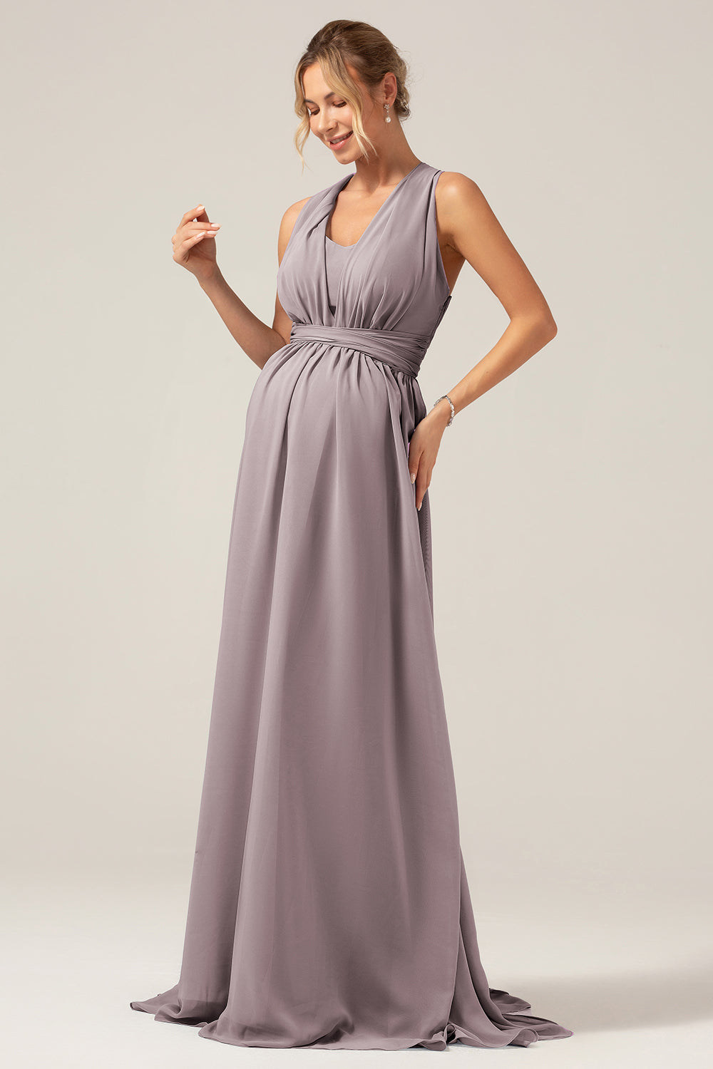 Wedtrend Women Maternity Bridesmaid Dress A Line Chiffon Convertible Dusty Blue Wedding Party Dress WEDTREND Wedtrend Women Maternity Bridesmaid Dress A Line Chiffon Convertible Dusty Blue Wedding Party Dress WEDTREND