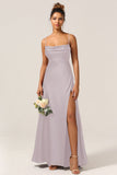 A-Line Spaghetti Straps Floor-Length Satin Bridesmaid Dress With Sleeveless