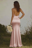 Dusty Sage Mermaid Halter Satin Backless Maxi Dress