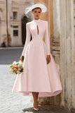 Satin A-Line Ivory Cut Out Midi Courthouse Wedding Dress