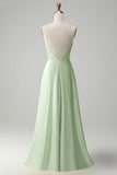 Stylish Yellow A Line Halter Pleated Long Bridesmaid Dress with Flower