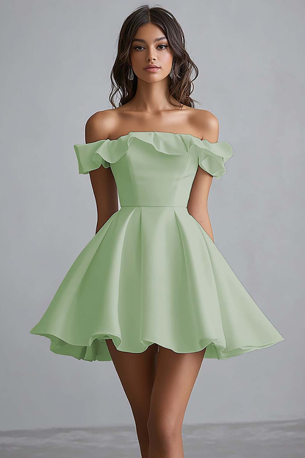 WEDTREND Women White Graduation Dress Off The Shoulder A Line Satin Ruffled Grad Ceremony Dress WEDTREND Women White Graduation Dress Off The Shoulder A Line Satin Ruffled Grad Ceremony Dress