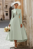 Satin A-Line Ivory Cut Out Midi Courthouse Wedding Dress