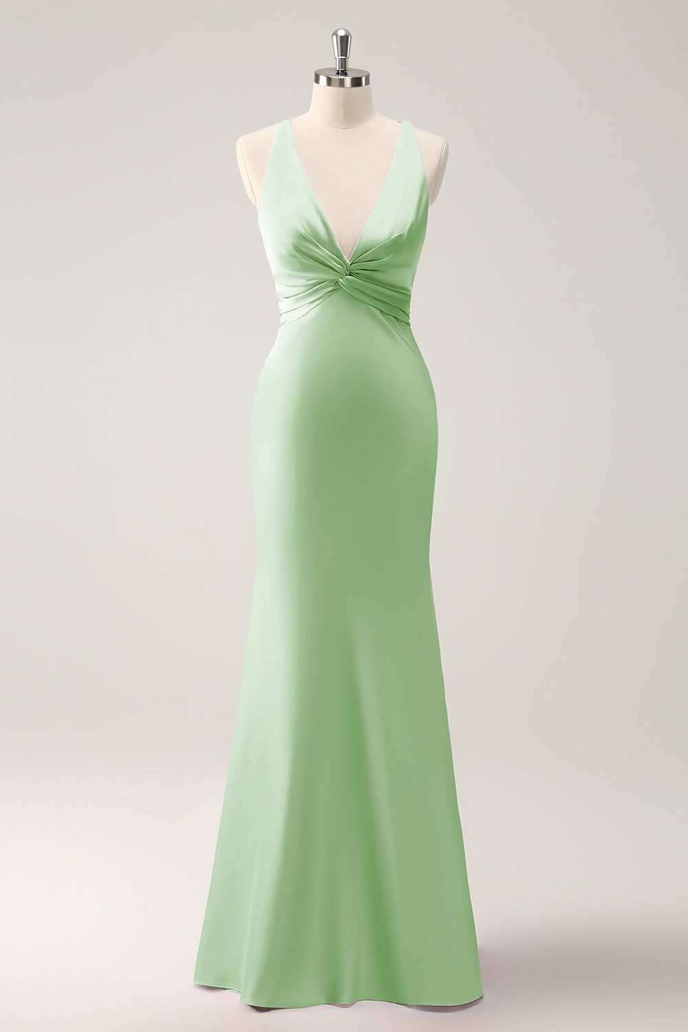 Wedtrend Women Elegant Sage Bridesmaid Dress Mermaid Deep V Neck Pleated Backless long Dress with Lace Up Back WEDTREND Wedtrend Women Elegant Sage Bridesmaid Dress Mermaid Deep V Neck Pleated Backless long Dress with Lace Up Back WEDTREND