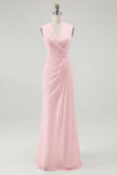 White A Line V-Neck Ruched Engagement Dress