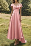 Off The Shoulder Sage Slim Formal Dress with Wide Hem