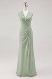 White A Line V-Neck Ruched Engagement Dress