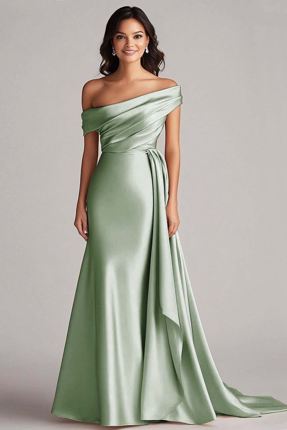 WEDTREND Women One Shoulder Formal Dress Pleated Champagne Sheath Long Red Carpet Dress WEDTREND Women One Shoulder Formal Dress Pleated Champagne Sheath Long Red Carpet Dress