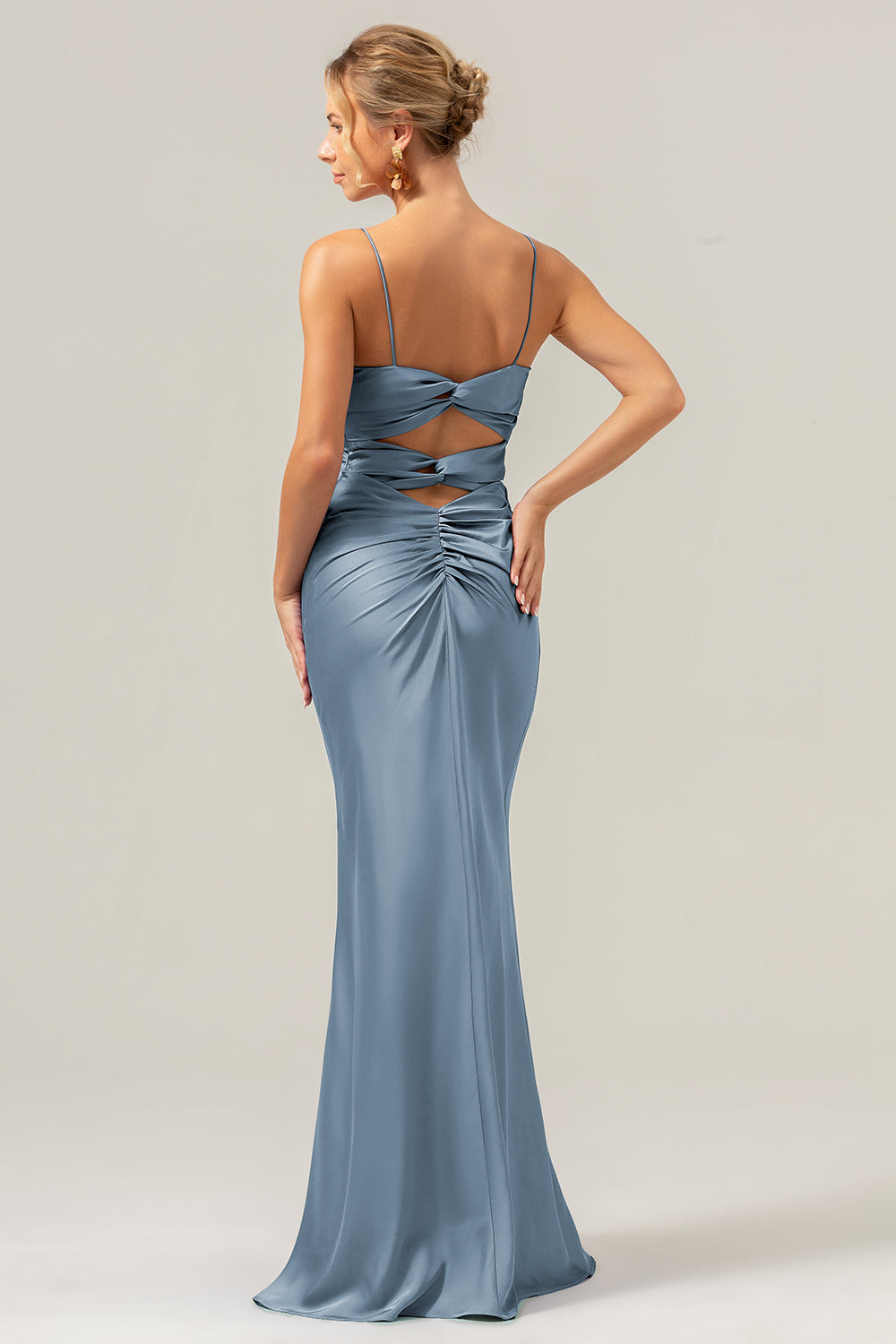 Wedtrend Women Daffodil Bridesmaid Dress Mermaid Spaghetti Straps Front Pleated Long Wedding Guest Dress WEDTREND Wedtrend Women Daffodil Bridesmaid Dress Mermaid Spaghetti Straps Front Pleated Long Wedding Guest Dress WEDTREND