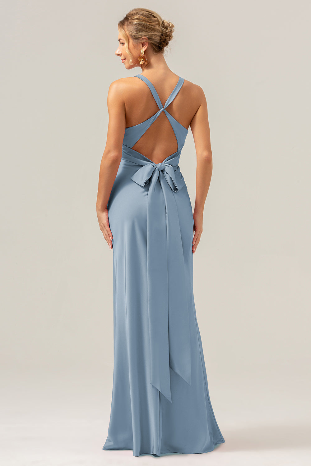 Wedtrend Women Pink Long Bridesmaid Dress with Lace Up Back Mermaid Deep V Neck Ruched Wedding Guest Dress WEDTREND Wedtrend Women Pink Long Bridesmaid Dress with Lace Up Back Mermaid Deep V Neck Ruched Wedding Guest Dress WEDTREND